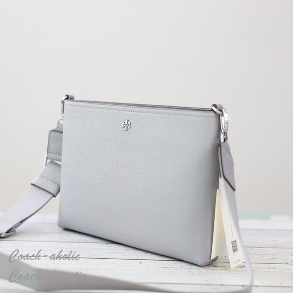 NWT Tory Burch Blake Swingpack Leather Crossbody Bag in Bay Gray - Picture 5 of 11